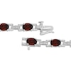 Thumbnail Image 2 of Oval-Cut Garnet & White Lab-Created Sapphire Link Bracelet Sterling Silver 7.5"