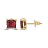 Thumbnail Image 3 of Square-Cut Garnet Solitiare Stud Earrings 10K Yellow Gold