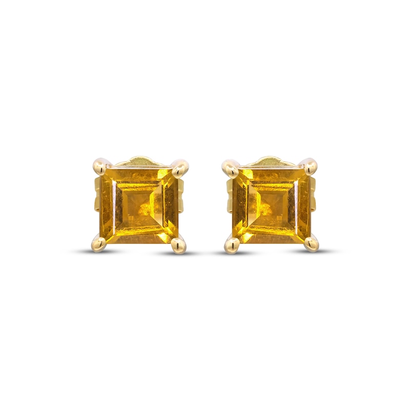 Main Image 2 of Square-Cut Citrine Solitaire Stud Earrings 10K Yellow Gold