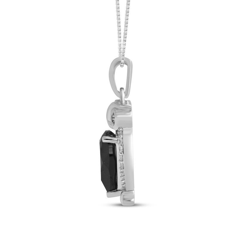 Main Image 2 of Pear-Shaped Black Onyx & White Lab-Created Sapphire Owl Necklace Sterling Silver 18"