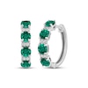 Thumbnail Image 0 of Lab-Created Emerald & White Lab-Created Sapphire Hoop Earrings Sterling Silver