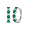 Thumbnail Image 1 of Lab-Created Emerald & White Lab-Created Sapphire Hoop Earrings Sterling Silver