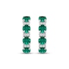 Thumbnail Image 2 of Lab-Created Emerald & White Lab-Created Sapphire Hoop Earrings Sterling Silver