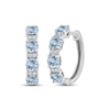 Thumbnail Image 0 of Aquamarine & White Lab-Created Sapphire Hoop Earrings Sterling Silver