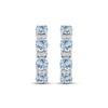 Thumbnail Image 1 of Aquamarine & White Lab-Created Sapphire Hoop Earrings Sterling Silver