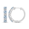 Thumbnail Image 2 of Aquamarine & White Lab-Created Sapphire Hoop Earrings Sterling Silver