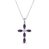 Thumbnail Image 0 of Marquise-Cut Amethyst & Diamond Accent Cross Necklace Sterling Silver 18"