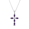 Thumbnail Image 1 of Marquise-Cut Amethyst & Diamond Accent Cross Necklace Sterling Silver 18"