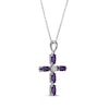 Thumbnail Image 1 of Marquise-Cut Amethyst & Diamond Accent Cross Necklace Sterling Silver 18"