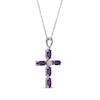 Thumbnail Image 2 of Marquise-Cut Amethyst & Diamond Accent Cross Necklace Sterling Silver 18"