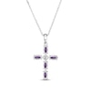 Thumbnail Image 2 of Marquise-Cut Amethyst & Diamond Accent Cross Necklace Sterling Silver 18"