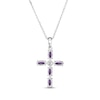 Thumbnail Image 3 of Marquise-Cut Amethyst & Diamond Accent Cross Necklace Sterling Silver 18"