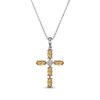 Thumbnail Image 1 of Marquise-Cut Citrine & Diamond Accent Cross Necklace Sterling Silver 18"
