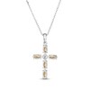 Thumbnail Image 3 of Marquise-Cut Citrine & Diamond Accent Cross Necklace Sterling Silver 18"