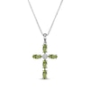 Thumbnail Image 1 of Marquise-Cut Peridot & Diamond Accent Cross Necklace Sterling Silver 18"