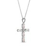 Thumbnail Image 2 of Marquise-Cut Lab-Created Opal & Diamond Accent Cross Necklace Sterling Silver 18"