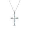 Thumbnail Image 1 of Marquise-Cut Aquamarine & Diamond Accent Cross Necklace Sterling Silver 18"
