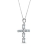 Thumbnail Image 2 of Marquise-Cut Aquamarine & Diamond Accent Cross Necklace Sterling Silver 18"
