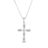 Thumbnail Image 3 of Marquise-Cut Aquamarine & Diamond Accent Cross Necklace Sterling Silver 18"