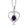 Thumbnail Image 0 of Pear-Shaped Amethyst & White Lab-Created Sapphire Heart Twist Necklace Sterling Silver 18"