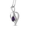 Thumbnail Image 1 of Pear-Shaped Amethyst & White Lab-Created Sapphire Heart Twist Necklace Sterling Silver 18"