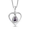 Thumbnail Image 2 of Pear-Shaped Amethyst & White Lab-Created Sapphire Heart Twist Necklace Sterling Silver 18"