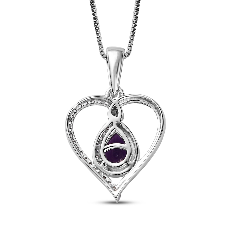 Pear-Shaped Amethyst & White Lab-Created Sapphire Heart Twist Necklace Sterling Silver 18"