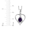 Thumbnail Image 4 of Pear-Shaped Amethyst & White Lab-Created Sapphire Heart Twist Necklace Sterling Silver 18"
