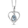Thumbnail Image 0 of Pear-Shaped Aquamarine & White Lab-Created Sapphire Heart Twist Necklace Sterling Silver 18"