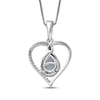 Thumbnail Image 2 of Pear-Shaped Aquamarine & White Lab-Created Sapphire Heart Twist Necklace Sterling Silver 18"