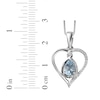 Thumbnail Image 4 of Pear-Shaped Aquamarine & White Lab-Created Sapphire Heart Twist Necklace Sterling Silver 18"