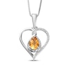 Thumbnail Image 0 of Pear-Shaped Citrine & White Lab-Created Sapphire Heart Twist Necklace Sterling Silver 18"