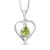 Thumbnail Image 0 of Pear-Shaped Peridot & White Lab-Created Sapphire Heart Twist Necklace Sterling Silver 18"