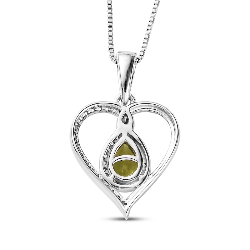Pear-Shaped Peridot & White Lab-Created Sapphire Heart Twist Necklace Sterling Silver 18"