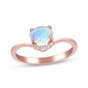 Thumbnail Image 1 of Oval-Cut Opal & Diamond Chevron Ring 1/20 ct tw 10K Rose Gold