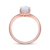 Thumbnail Image 1 of Oval-Cut Opal & Diamond Chevron Ring 1/20 ct tw 10K Rose Gold