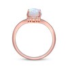 Thumbnail Image 2 of Oval-Cut Opal & Diamond Chevron Ring 1/20 ct tw 10K Rose Gold