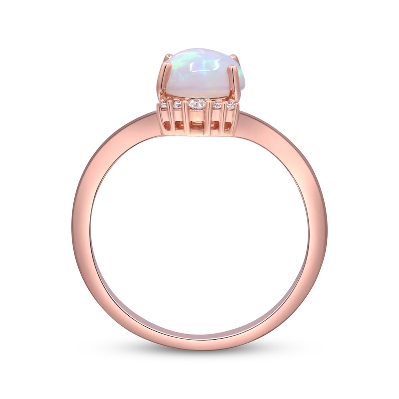 Main Image 2 of Oval-Cut Opal & Diamond Chevron Ring 1/20 ct tw 10K Rose Gold
