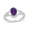 Thumbnail Image 0 of Oval-Cut Amethyst & White Lab-Created Sapphire Ring Sterling Silver