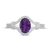 Thumbnail Image 2 of Oval-Cut Amethyst & White Lab-Created Sapphire Ring Sterling Silver