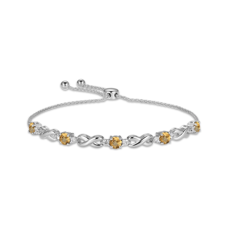 Main Image 1 of Citrine & White Lab-Created Sapphire Infinity Bolo Bracelet Sterling Silver