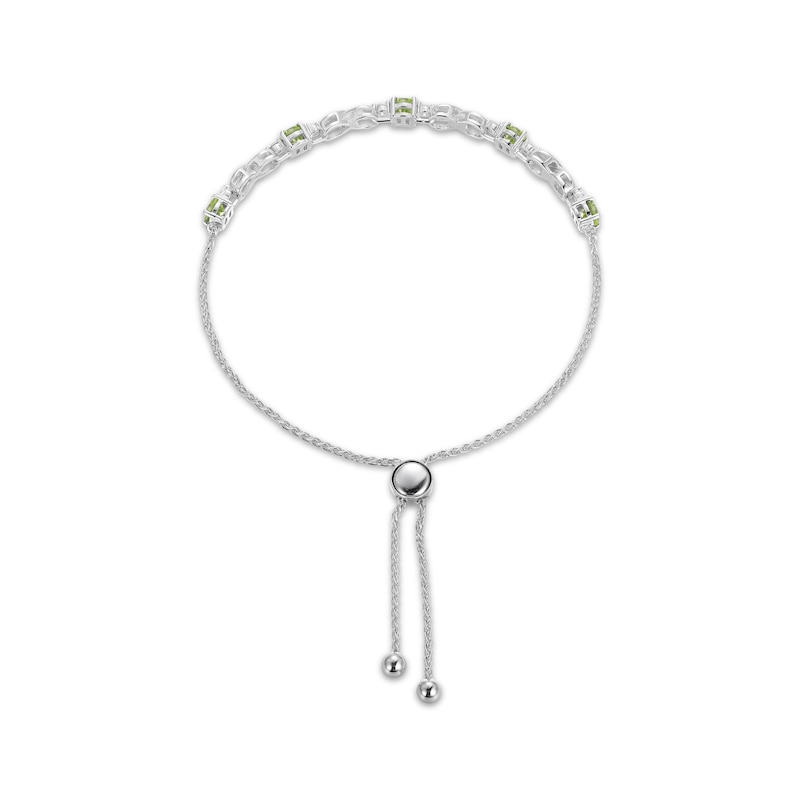 Peridot & White Lab-Created Sapphire Infinity Bolo Bracelet Sterling Silver