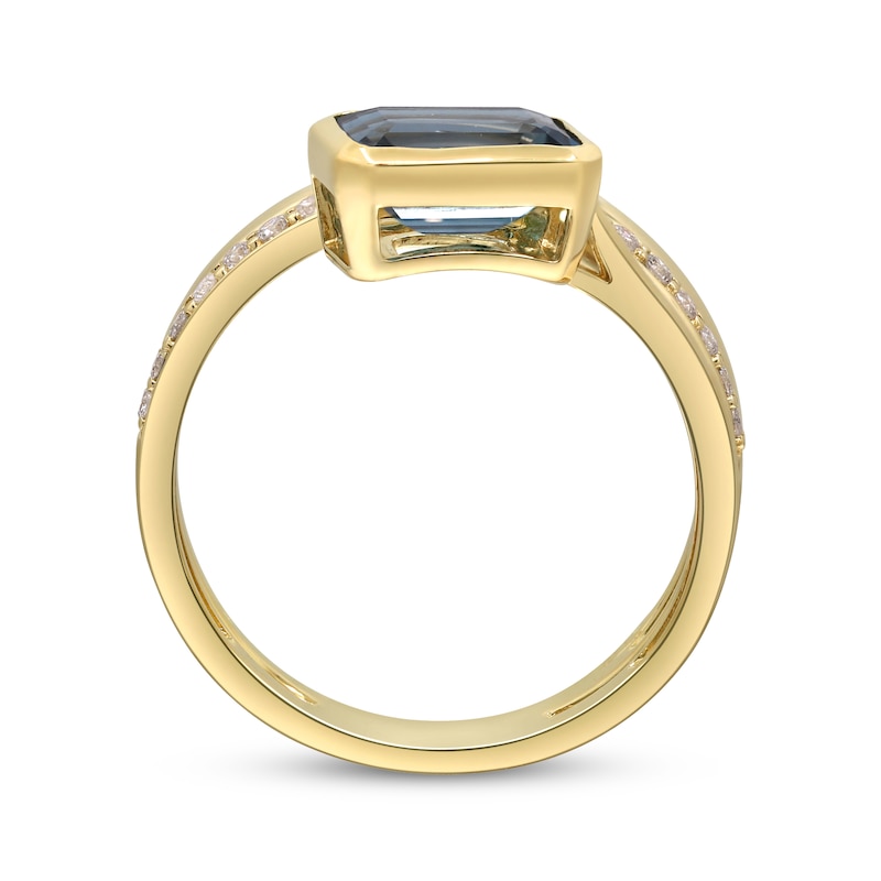 Main Image 2 of London Blue Topaz & Diamond Wraparound Ring 1/5 ct tw 10K Yellow Gold