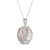 Thumbnail Image 1 of White Lab-Created Sapphire & Pink Mother of Pearl "Leo" Necklace Sterling Silver 18"