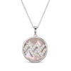 Thumbnail Image 1 of White Lab-Created Sapphire & Pink Mother of Pearl "Aquarius" Necklace Sterling Silver 18"