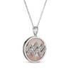 Thumbnail Image 2 of White Lab-Created Sapphire & Pink Mother of Pearl "Aquarius" Necklace Sterling Silver 18"