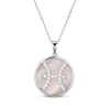 Thumbnail Image 1 of White Lab-Created Sapphire & Pink Mother of Pearl "Pisces" Necklace Sterling Silver 18"