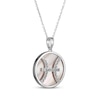 Thumbnail Image 2 of White Lab-Created Sapphire & Pink Mother of Pearl "Pisces" Necklace Sterling Silver 18"