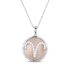 Thumbnail Image 0 of White Lab-Created Sapphire & Pink Mother of Pearl "Aries" Necklace Sterling Silver 18"