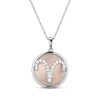 Thumbnail Image 1 of White Lab-Created Sapphire & Pink Mother of Pearl "Aries" Necklace Sterling Silver 18"